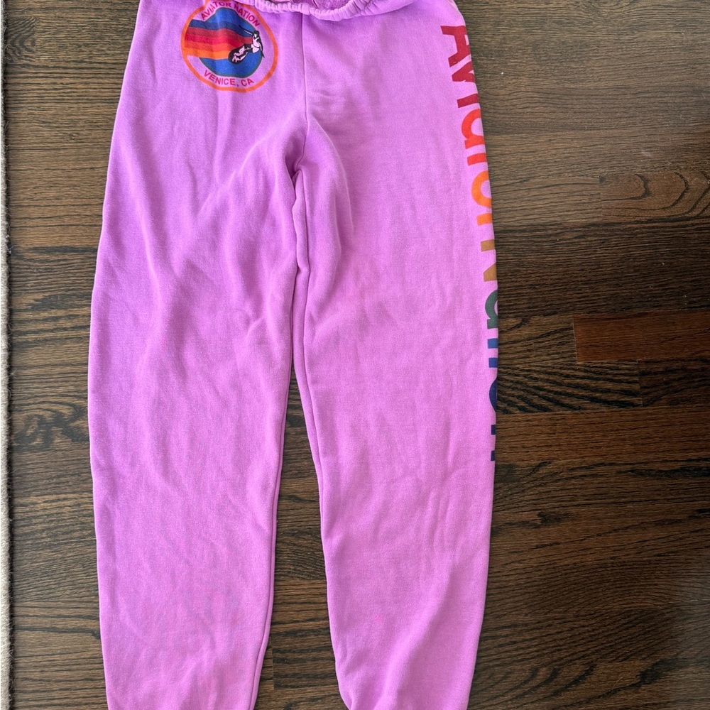 NWT Neon Purple Aviator Nation Logo Sweat Pants